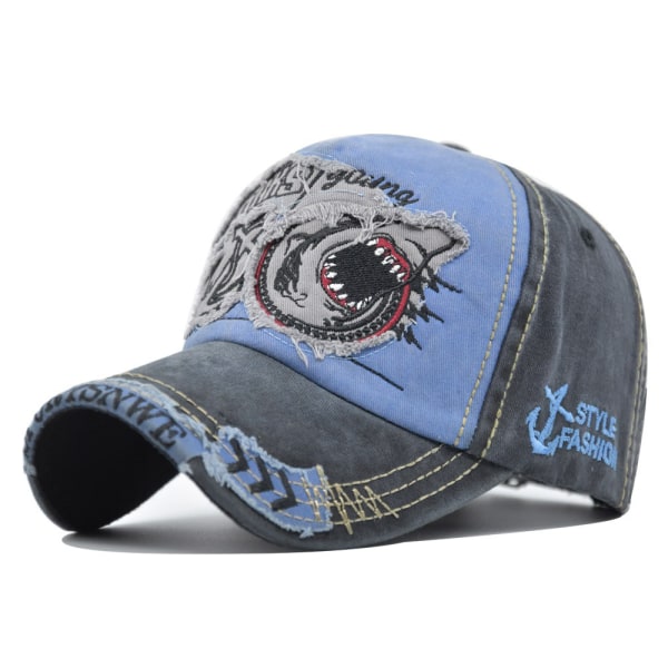 Miesten cap Vintage Embroidery Sharks Washed Denim Truck C