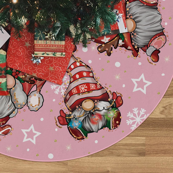 1 stk Juletræsskørt Pink Træskørt Glitter Nisser Snefnug Jul Vinter Træskørt 48 Tommer til Pink Jul I