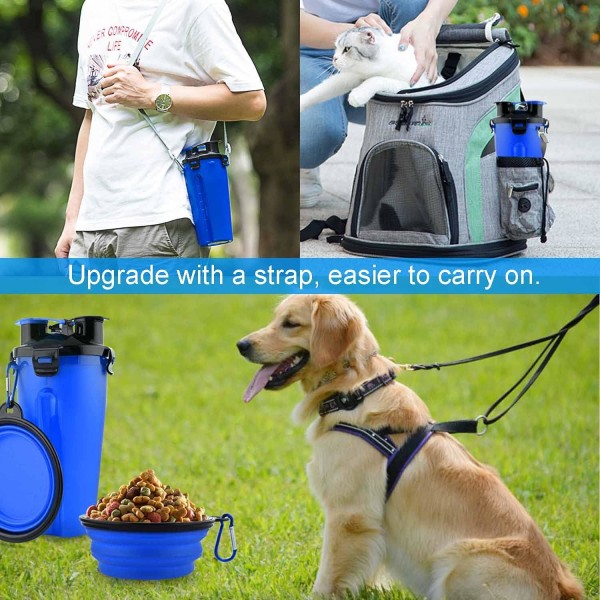 Dog Travel Water Bottle Collapsible Bowls-Blue, 2 in 1 Pet F