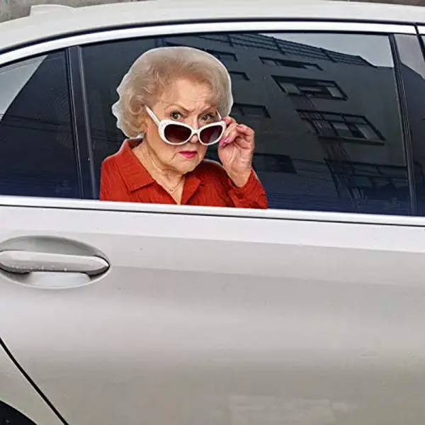 Betty-White Car Window Cling Rolig Bildekal Fönsterdekal