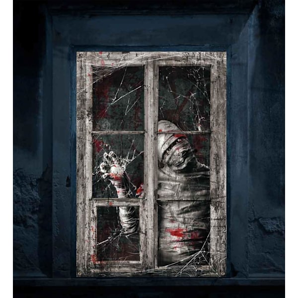 Halloween Creepy Mummy Fönster Dekorationer Halloween Skräck Gardin Dörr Fönster Täckande Fest Dekora