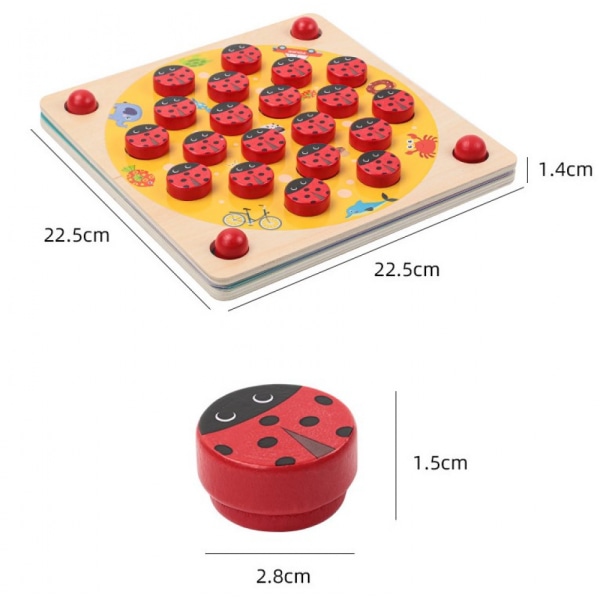 Marihønehage Memory-spill – Pedagogisk trespill for barn 3, 4 og 5 år – 8 dekorer –