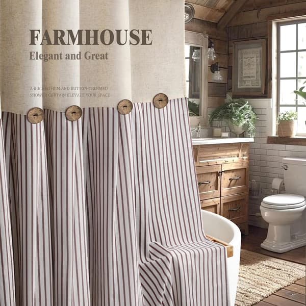 1 st Linservett Duschdraperi, Beige, Lantlig Stil, 72x72