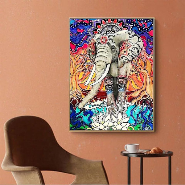 (30x40cm) Valkoinen Elefantti Eläin Timanttimaalaus Täysi Pora D