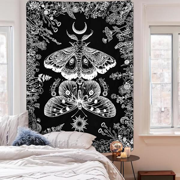 Estetisk fjärilstapet Växter Blommor Tapestries Boho Moth