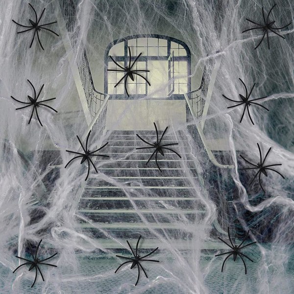 Edderkoppespind, Halloween-dekoration, 300 g strækbomuldspind