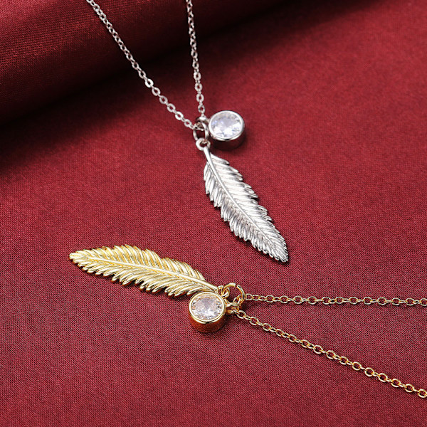 Halsband i sterlingsilver med fjäder för kvinnor
