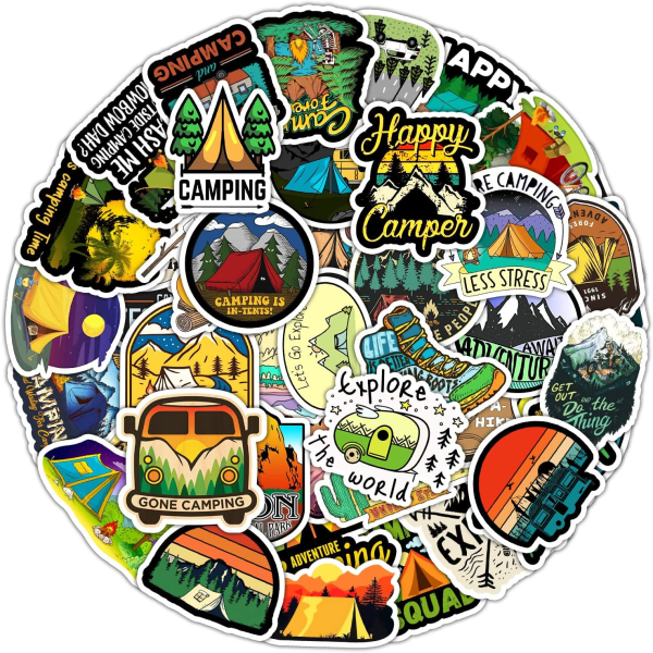 50 Pack Outdoor Adventures Stickers för Vattenflaskor, Bilar, Comp