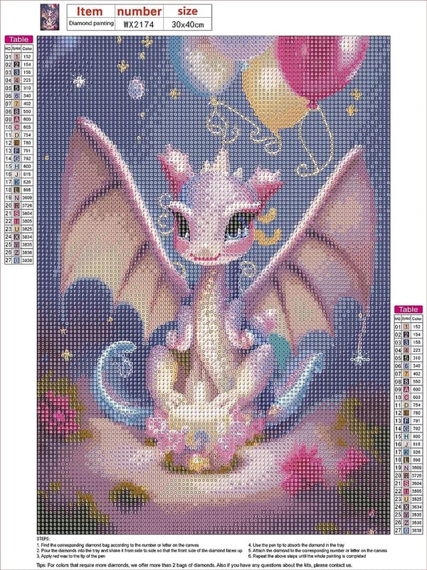 5D Diamantmaleri 30x40cm Drage F