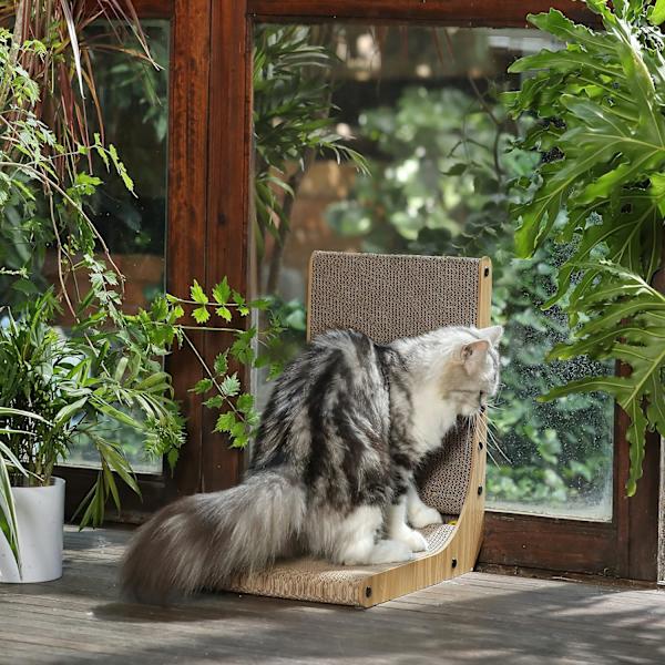 Kattklösbräda, 40 cm L-formad väggmonterad kattklösbräda, kartongkattklösbräda med boll, för inomhuskatter