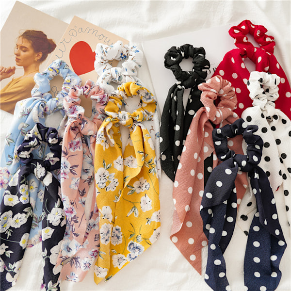 Hiussolmio Hiussolmukkeet Nauhalla Sifonki Kukka Hiussolmiot Boho Joustavat Kukka Rusetti Hiussolmiot 2 in 1 Vintage Hiustarvikkeet Naisille Tytöille 1