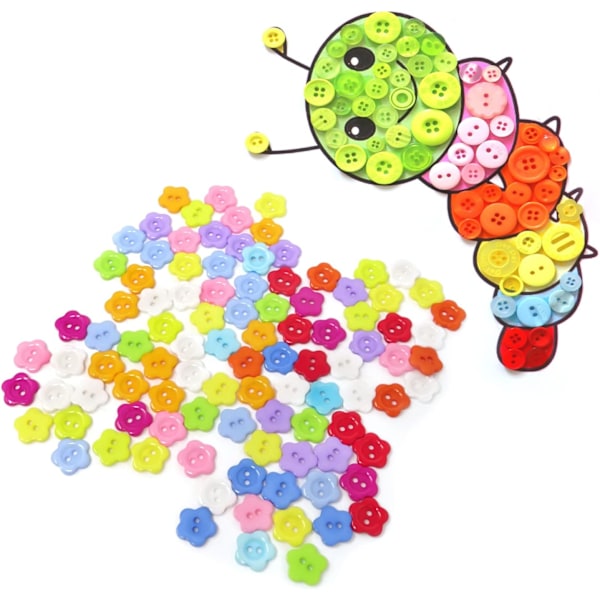 100 STK Resin Blomsterknapper 2 Hull Knapper Plast Blomster Syknapper Dekorative Knapper for Skjørt, Hansker, Gensere, Skjorter, Hatter, Skjerf, Hodeplagg