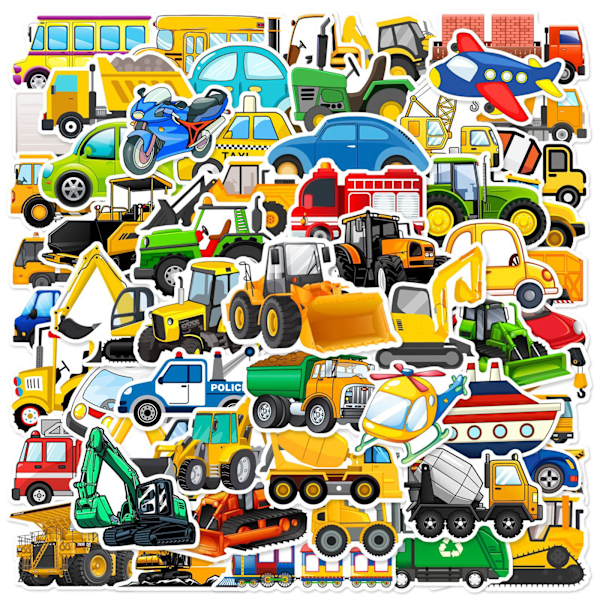 60 Pieces Transportation Foam Stickers Bulk Self-Adhesive Cartoon Race Car Bus Vehicle Truck Sticker