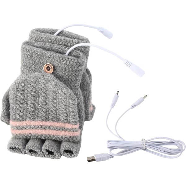 USB-oppvarmede hansker for menn og kvinner - grå, USB-håndvarmer