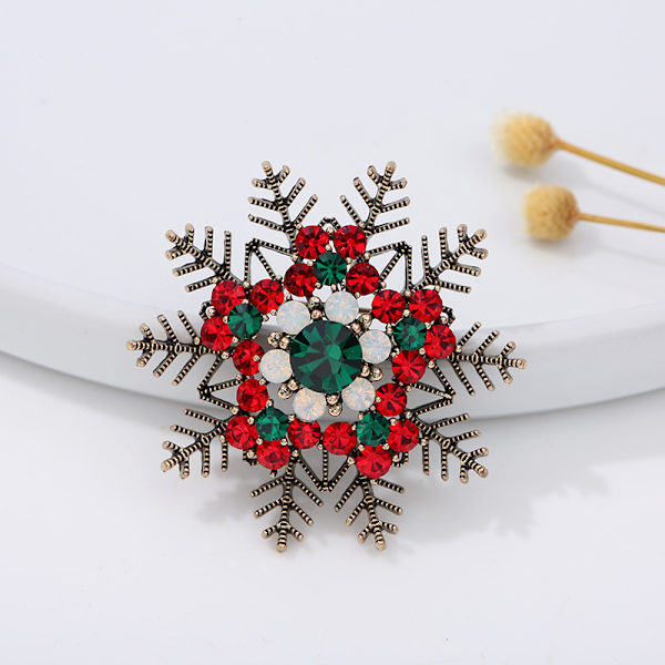 Julbroscher för kvinnor Glittrande Vintage Guld Snöflinga Bro