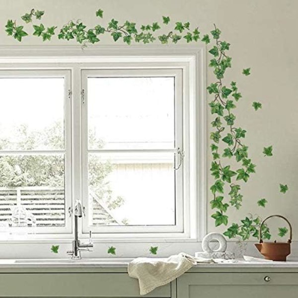 (21,3×12×0,2cm) Gröna Väggdekaler Hängande Vinranka Väggdekal Ivy Blad Växter Väggdekor Sovrum Vardagsrum Kontor