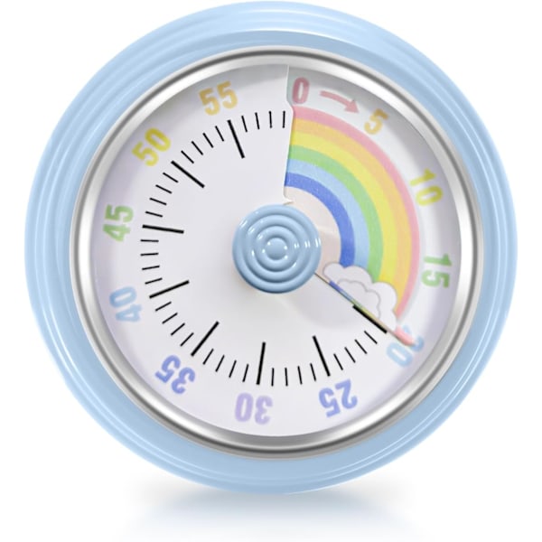 1 stk. Visuell timer, kjøkkentimer, 3-tommers magnetisk kjøkkentimer 60 minutters nedtelling, batterifri mekanisk klokke, tidsstyringsverktøy for barn og A