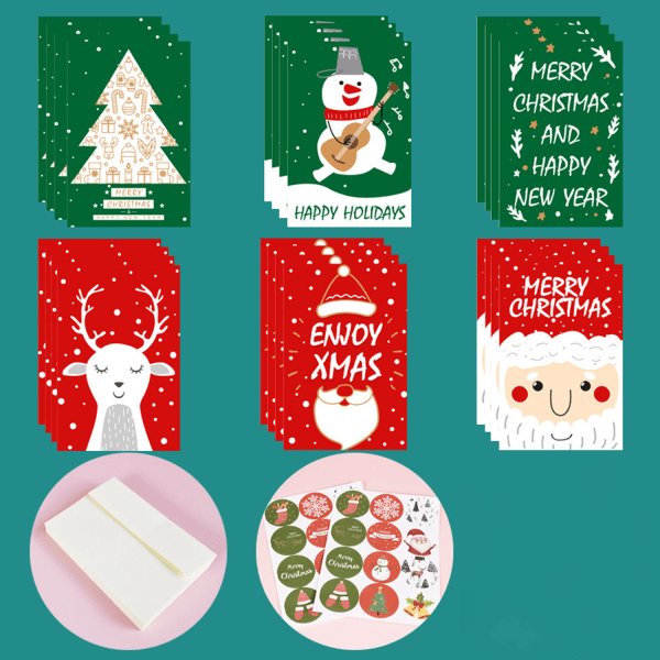 (B)12 Pack DIY Christmas Gift Cards, Customizable Christmas Greet