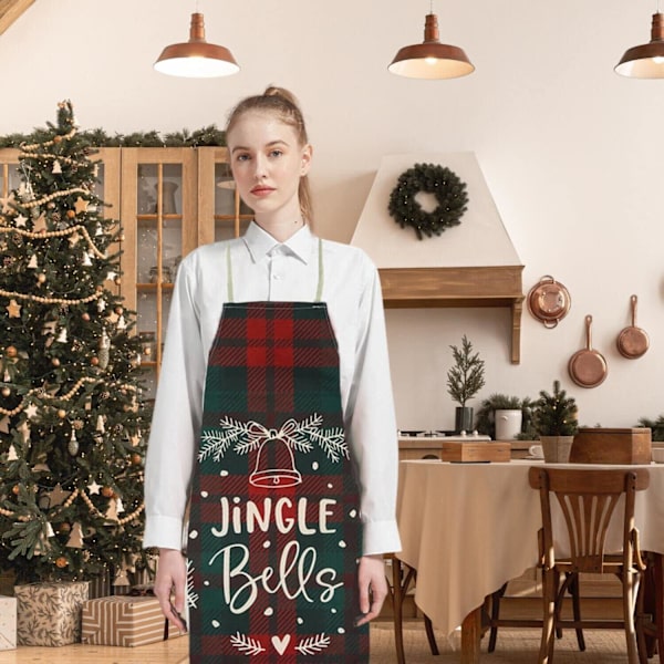 Piirretty Puuvillainen Jouluesiliina Jouluesiliina Miehille ja Naisille Vedenkestävä Esiliina Keittiöesiliina Kokkaus Esiliina Rintaesiliina