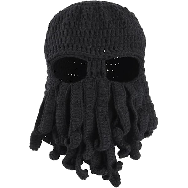 1 stk Strikket Skjegglue Morsom Vinterlue Blekksprut Beanie Ansiktsmaske Halloween Kostyme for Menn Kvinner Ski Snowboard