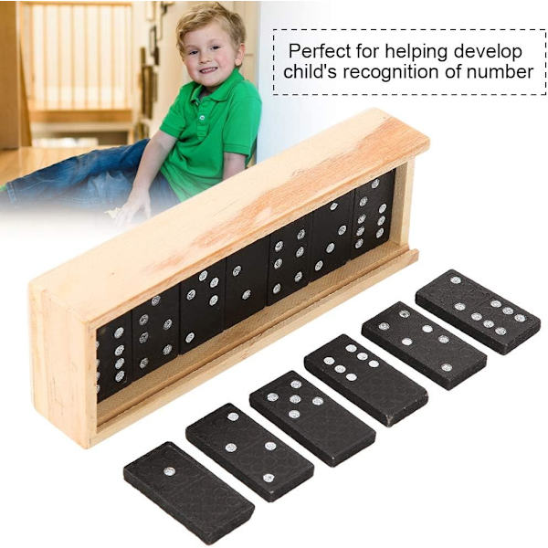 28 bitars/set av barns pedagogiska träkort professionella leksaker set dominobrickor set för vuxna L
