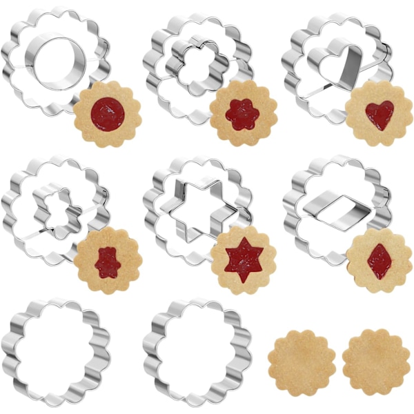 Set med 8 Jul Linzer Kakformar Rostfritt Stål Kexform Konditoriform Kakdekoration