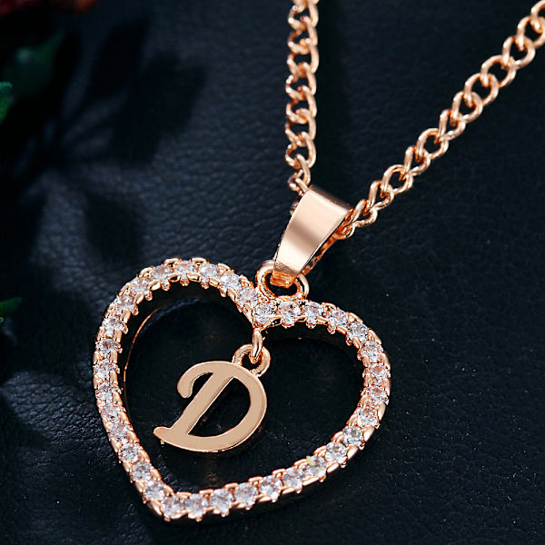 2 stycken Hjärtformade Initialhalsband för Kvinnor Personligt Silverhalsband
