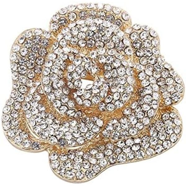 5,8x5,8 cm Rhinestone Rosbrosch Nål för Kvinnor Flickor Mode Kristall Stor Blomma Brosch Lapel Nål Elegant Klänning