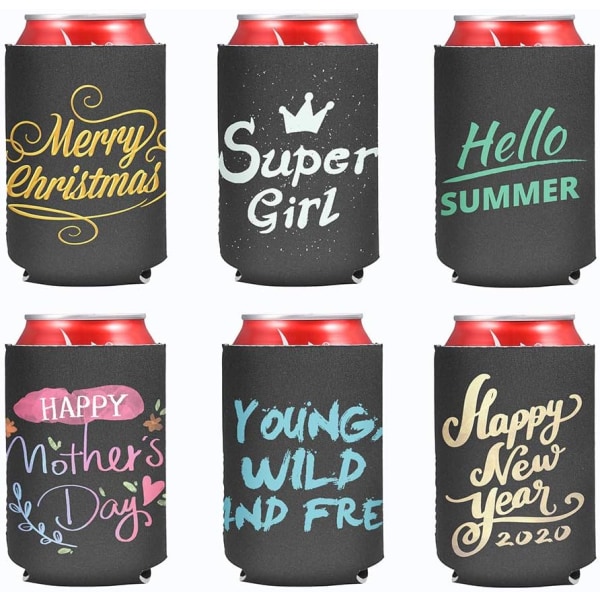 10 x 6 cm, 12-pack neoprenburkar kylare perfekta för DIY-projekt för bröllop, h black