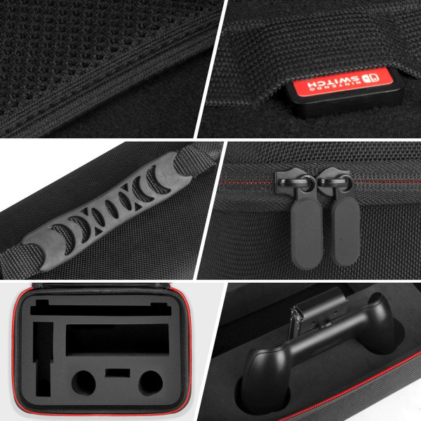 Etui for NS Switch/Switch OLED (Svart) - Deluxe Hard Shell Carrying Case for Switch Console, Switch