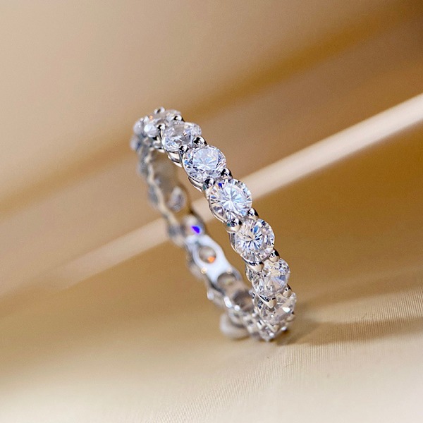 (Storlek 6) Ringar Cubic Zirconia Love Ring, 4mm Dam Stackbara Ringar, Dam Guld Ringar