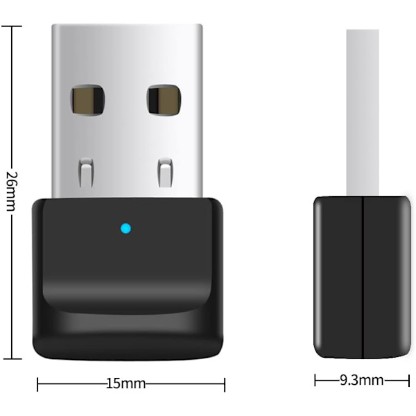 Bluetooth 5.0-adapter, Plug and Play USB Bluetooth PC-adapter, Bl