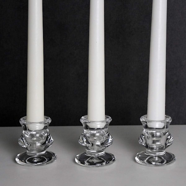 Klar glassestaker, sett med 2 koniske lysestaker for bryllup, dekorasjon og middag