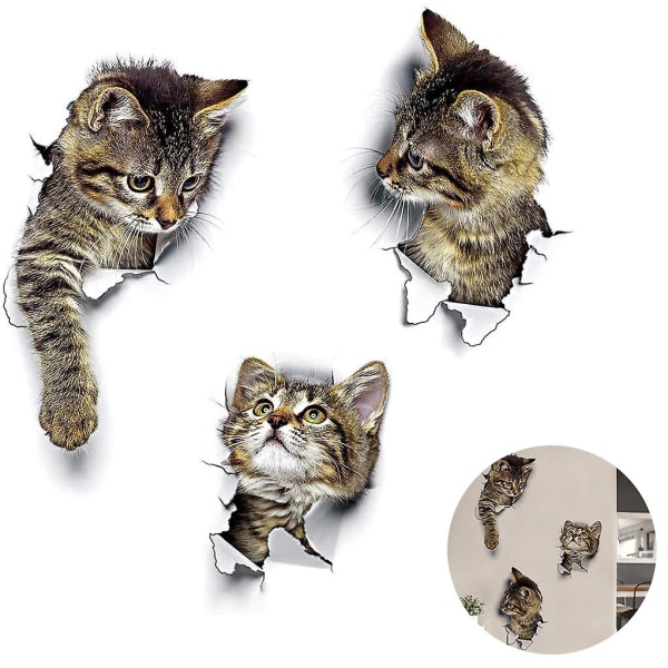 3stk Wall Stickers 3D Wall Stickers Cats Wall Stickers Combi