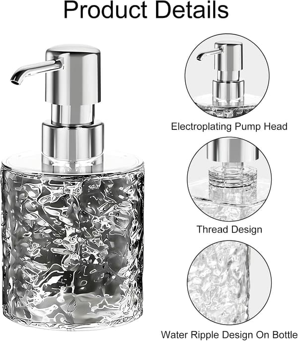Set med 2 tvålpumpar 300ML - Transparent grå duschgeldispenser - Köksålpump - Rund halkfri tvålpump
