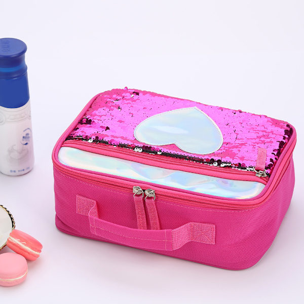 Flickor Lunch Bag, Sequin Cooler Bag, Barn Flap Färgändring 1