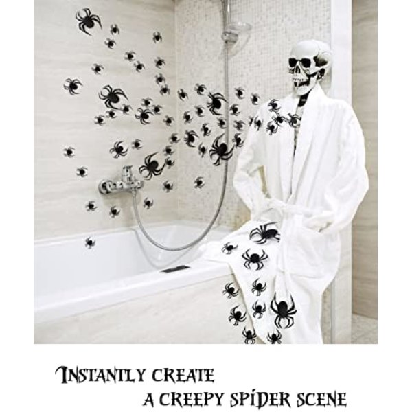 Halloween 3D Hämähäkkikoristeet, Pelottavat Realistiset Mustat Hämähäkkitarrat DIY Ikkuna- ja Seinätarrat Koti- ja Kylpyhuoneen Sisustukseen