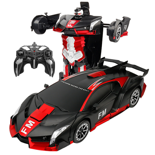 2-i-1 fjärrkontrollrobotbil (svart och röd), 1:18 Transform