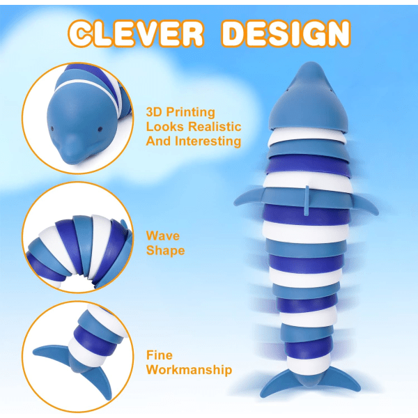 Fidget Slug Toy, 3D Artikuleret Sticky Stretchy Sensorisk Legetøj, Fex