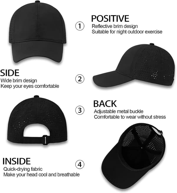 Herr Quick Dry Baseball Cap, Unisex Sportkeps - Fällbar Mesh S