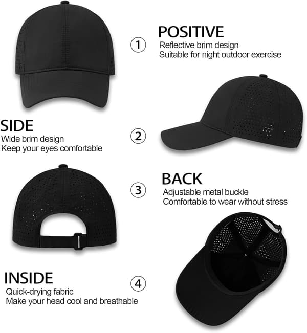 Herre Quick Dry Baseball Cap, Unisex Sports Hat - Foldable Mesh S