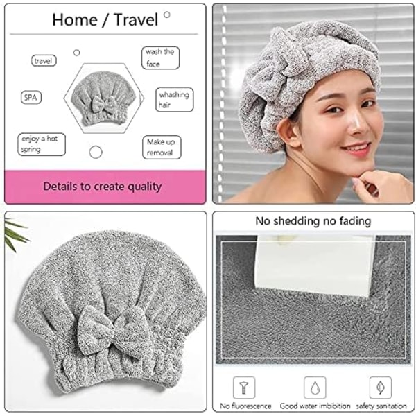 Sett med 2 stk Mikrofiber Hårhåndklehette, Myk Absorberende Hurtig Tørkende Hette for Krøllete Tykt Hår, Wrap Hette for Kvinner Jenter -