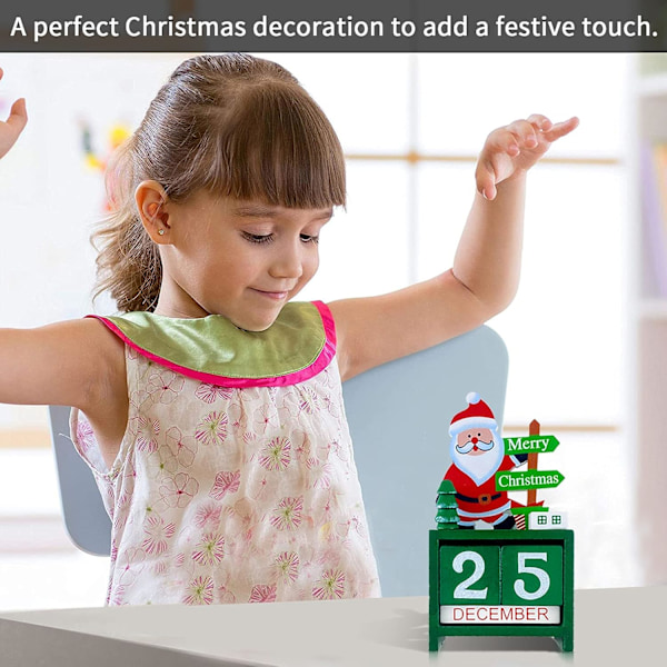 Nedräkning Julkalender i Trä, Jul Nedräkning Advent Fader Dekoration, Lämplig f