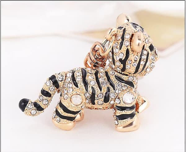 (glod) 1 stk. nøglering nøglering sød tiger metal glitrende Crys