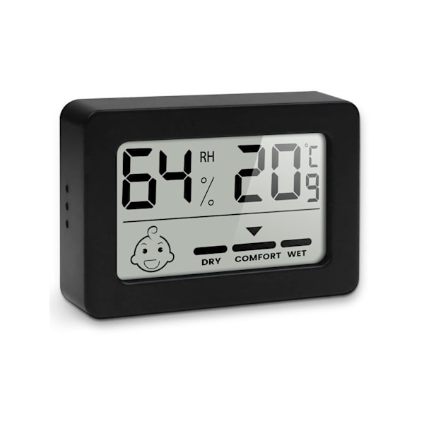 (SVART - 1 ST) Mini digital inomhus termometer hygrometer, Hig