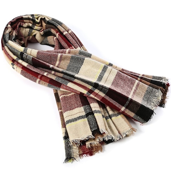Dam Scarf Höst Vinter Rutiga Fransar Mjuk Varm Filt Sjal Dam Sjal Wraps
