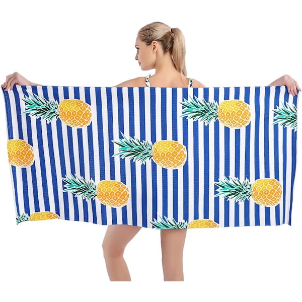 1 st. Strandhandduk Set Överstor Stor Snabbtorkande Mjuk Sandfri Randig Ananas Design 75 ×150 CM Strandhanddukar för Ki