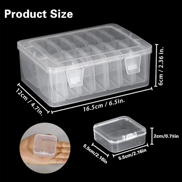 Små Perleorganisatorer, 15 Stykker Plast Oppbevaringsvesker Mini Klare Perle Oppbevaringsbeholdere Transparente Bokser med Hengslet Lokk og Rektangulær Klar Håndverk