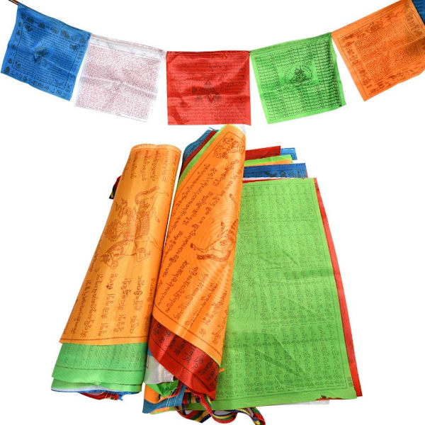 2 st 7M buddhistiska böneflaggor Tibetanska buddhistiska vimplar (