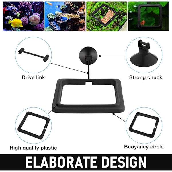 (Sort) 2 stk. Fiskefoder Ring, Fiskefoder Dispenser Akvarium Tank Tilbehør Skildpadde Foder Dispenser Cirkel til Guppy, Bettas